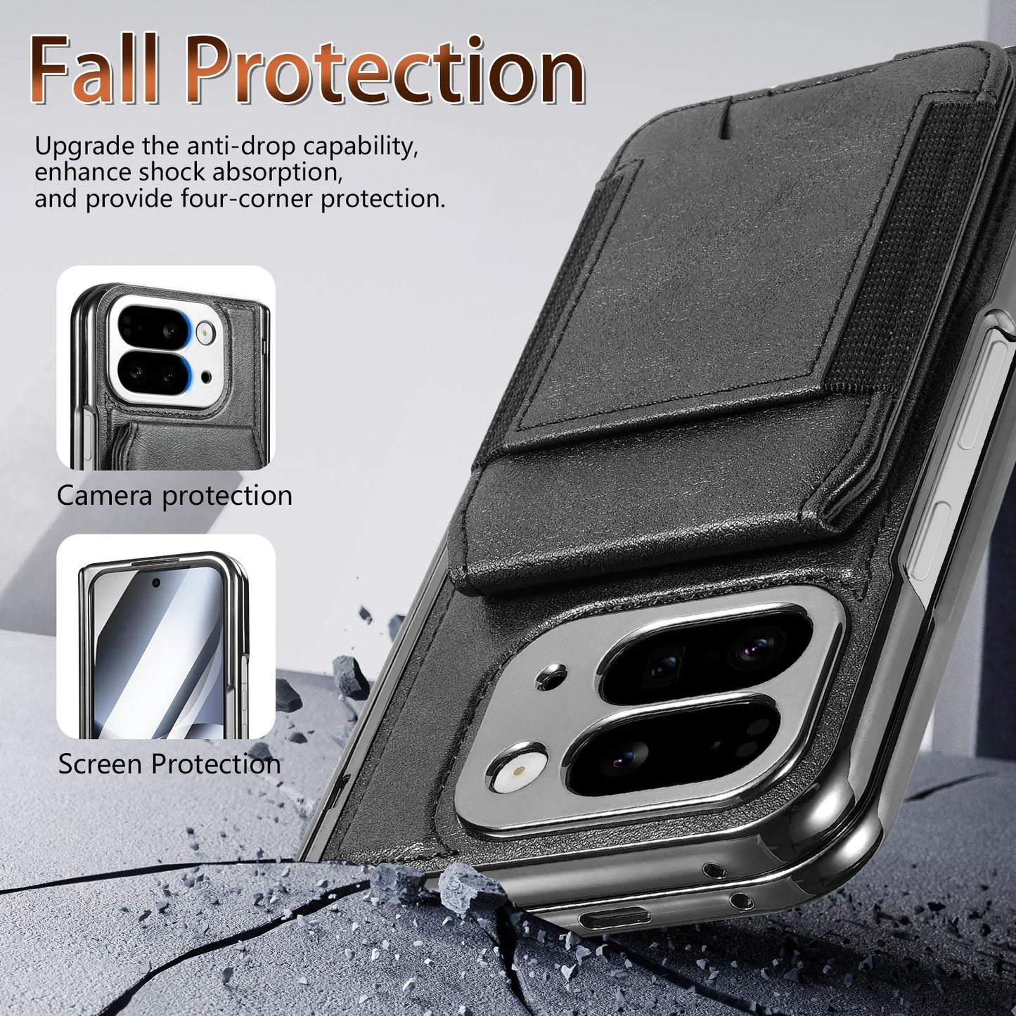 Leather Wallet Case with Stand & Card Holder
